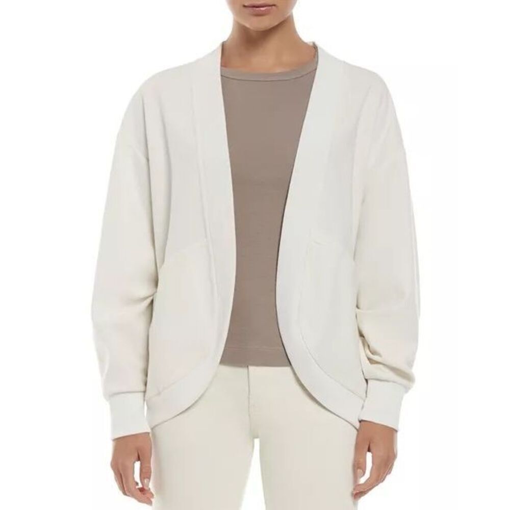 Three Dots Sean Cocoon Open Front Cardigan Egret Small